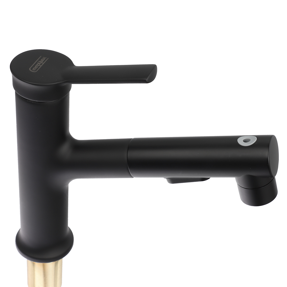 СоюзКран Смеситель для кухни, выдвижной излив, керам. картридж 40мм, черный, цинк, SK01-E132, арт.№ 567-017