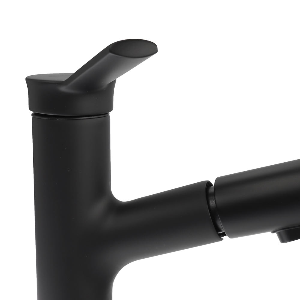 СоюзКран Смеситель для кухни, выдвижной излив, керам. картридж 40мм, черный, цинк, SK01-E132, арт.№ 567-017