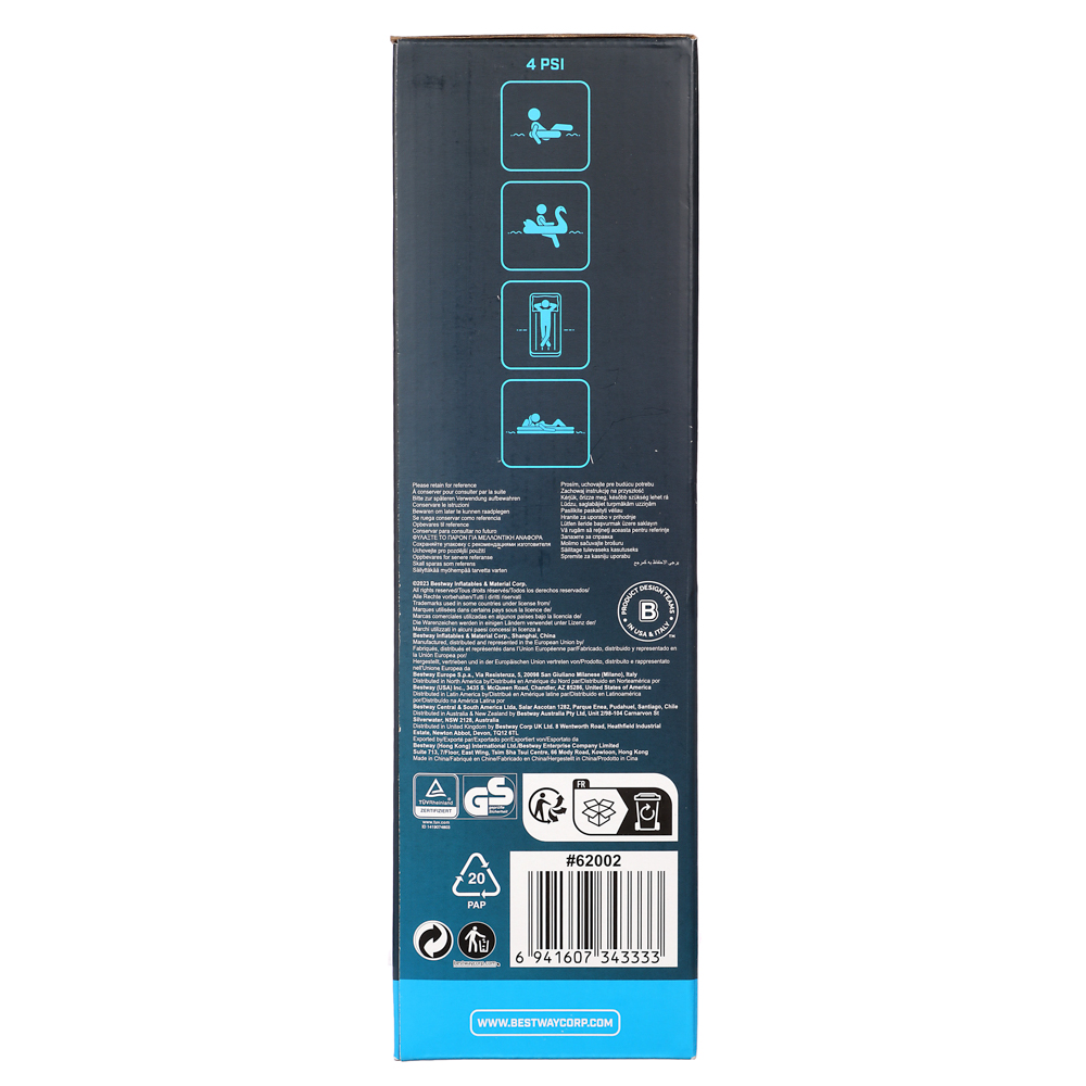 BESTWAY Ручной воздушный насос AIR HAMMER объемом 850мл, 30см, 3 насадки в комплекте, 62002, арт.№ 332-006