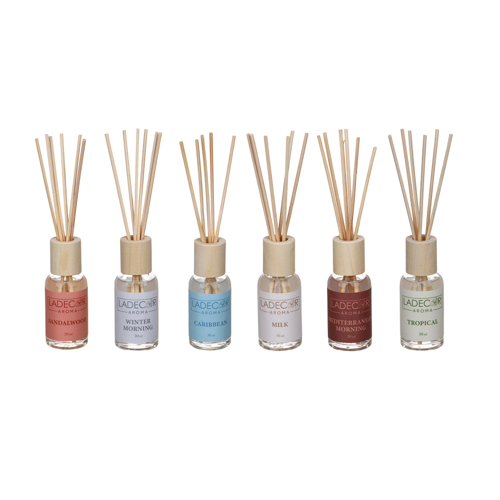 LADECOR Аромадиффузор 30 мл (Tropical/Sandalwood/Milk/ Mediterraneanmorning/Wintermorning/Caribbean), арт.№ 412-207