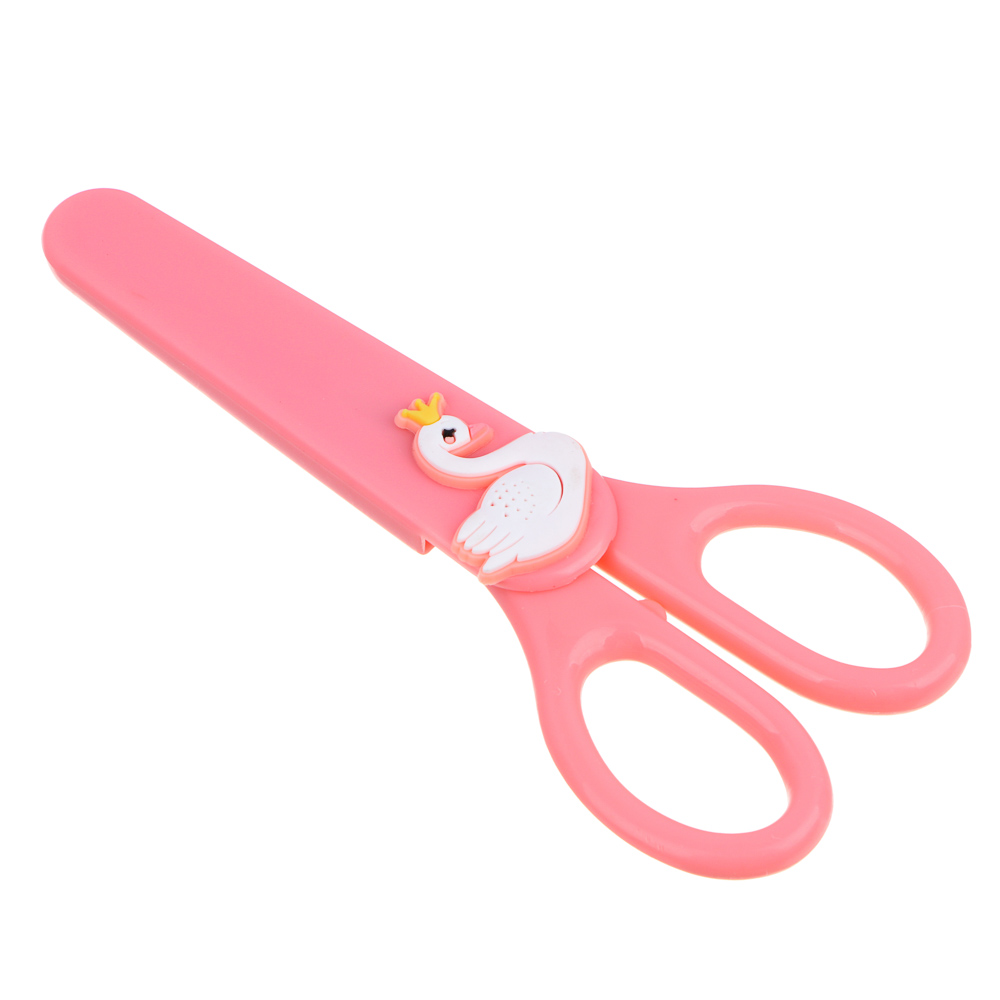 ЦАРЕВНА ЛЕБЕДЬ Ножницы детские 14см, фигурка лебедя на корпусе, пластик, металл, арт.№ 524-218