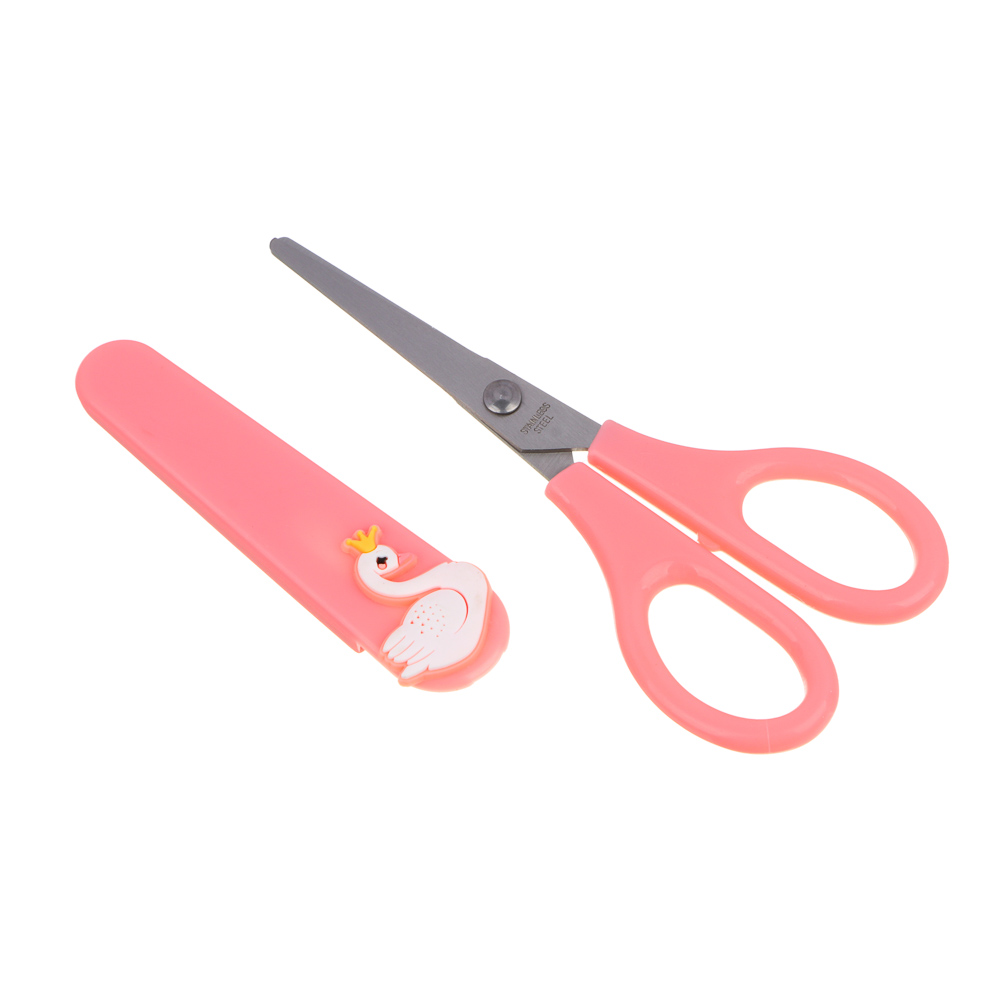 ЦАРЕВНА ЛЕБЕДЬ Ножницы детские 14см, фигурка лебедя на корпусе, пластик, металл, арт.№ 524-218