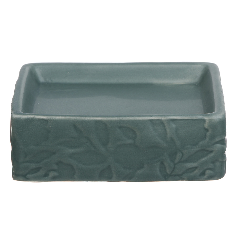 VETTA Мыльница, керамика, 11x9,5x3,5 см, листья, ментоловый, арт.№ 478-203