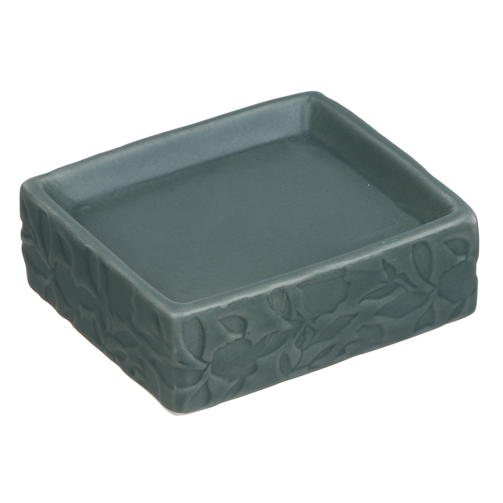 VETTA Мыльница, керамика, 11x9,5x3,5 см, листья, ментоловый, арт.№ 478-203
