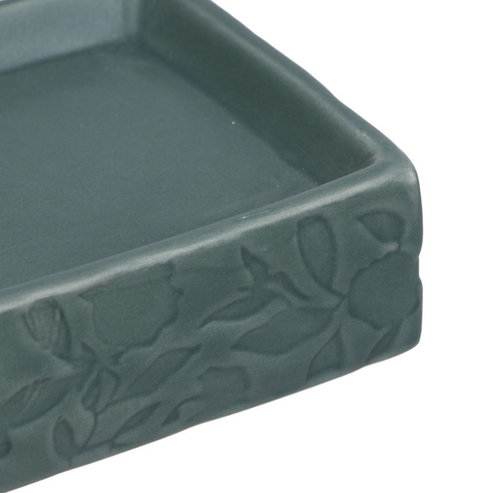 VETTA Мыльница, керамика, 11x9,5x3,5 см, листья, ментоловый, арт.№ 478-203