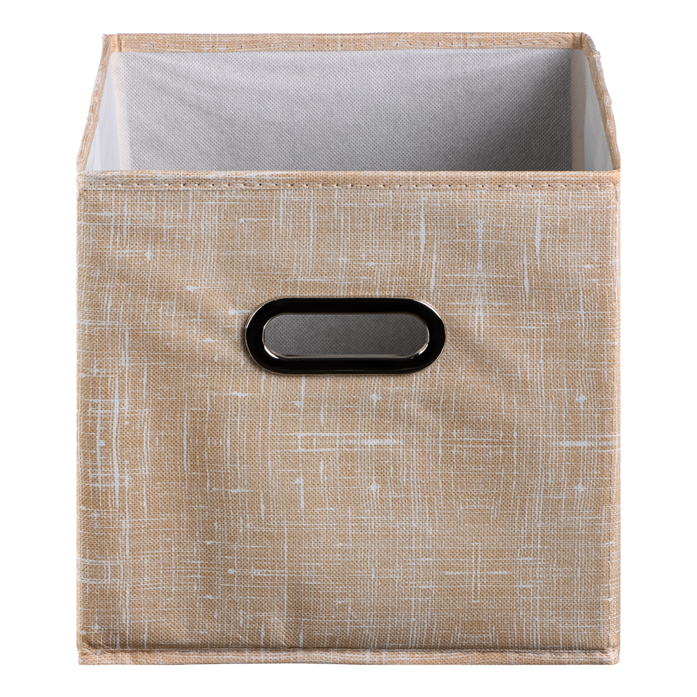 Короб стеллажный тм VETTA ЛЁН, полиэстер, 25х25х25см, бежевый, арт.№ 457-644