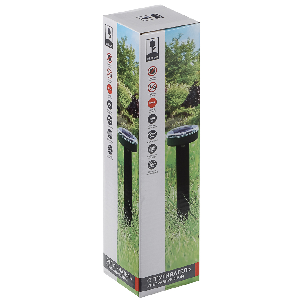 Отпугиватель кротов ультразвуковой тм INBLOOM, 250х60x60мм, на солн.батарее 2V/30mA, IP44, 650м2, арт.№ 156-019