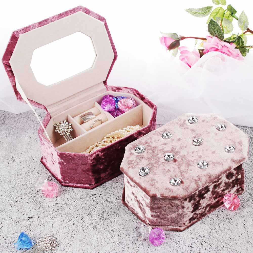 Шкатулка для украшений с зеркалом, 12х17,5х6,8 см, полиэстер, 4 цвета, арт.№ 504-630