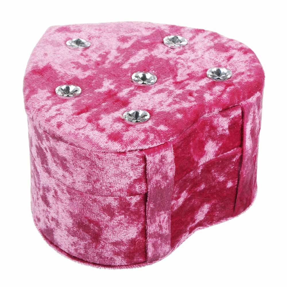 Шкатулка для украшений с зеркалом, в форме сердца, 12,5х14х8,5 см, полиэстер, 4 цвета, арт.№ 504-631