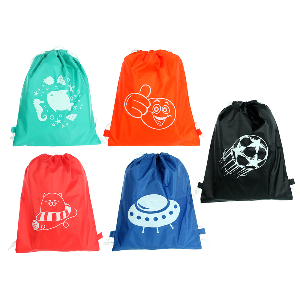 Мешок для сменной обуви на завязках 34,8x41,5 см, однотонный с рисунком, 5 цветов, полиэстер, арт.№ 583-194