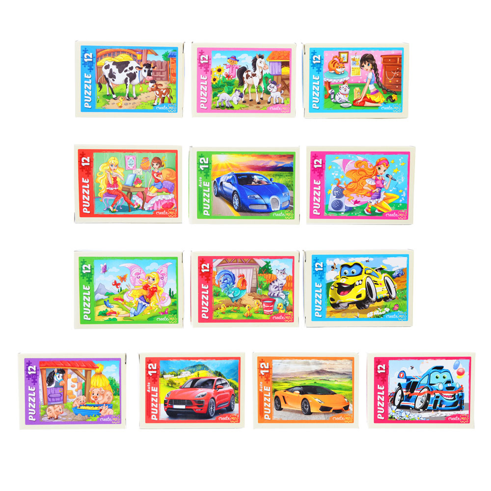 РЫЖИЙ КОТ Пазлы 12 деталей микс, картон, 17,5х13см, 10-16 дизайнов, П-12-5640, арт.№ 898-007