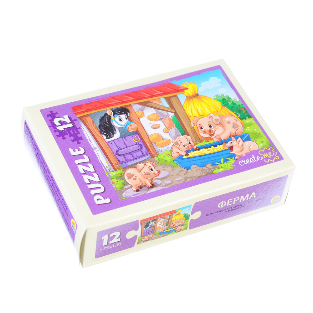 РЫЖИЙ КОТ Пазлы 12 деталей микс, картон, 17,5х13см, 10-16 дизайнов, П-12-5640, арт.№ 898-007