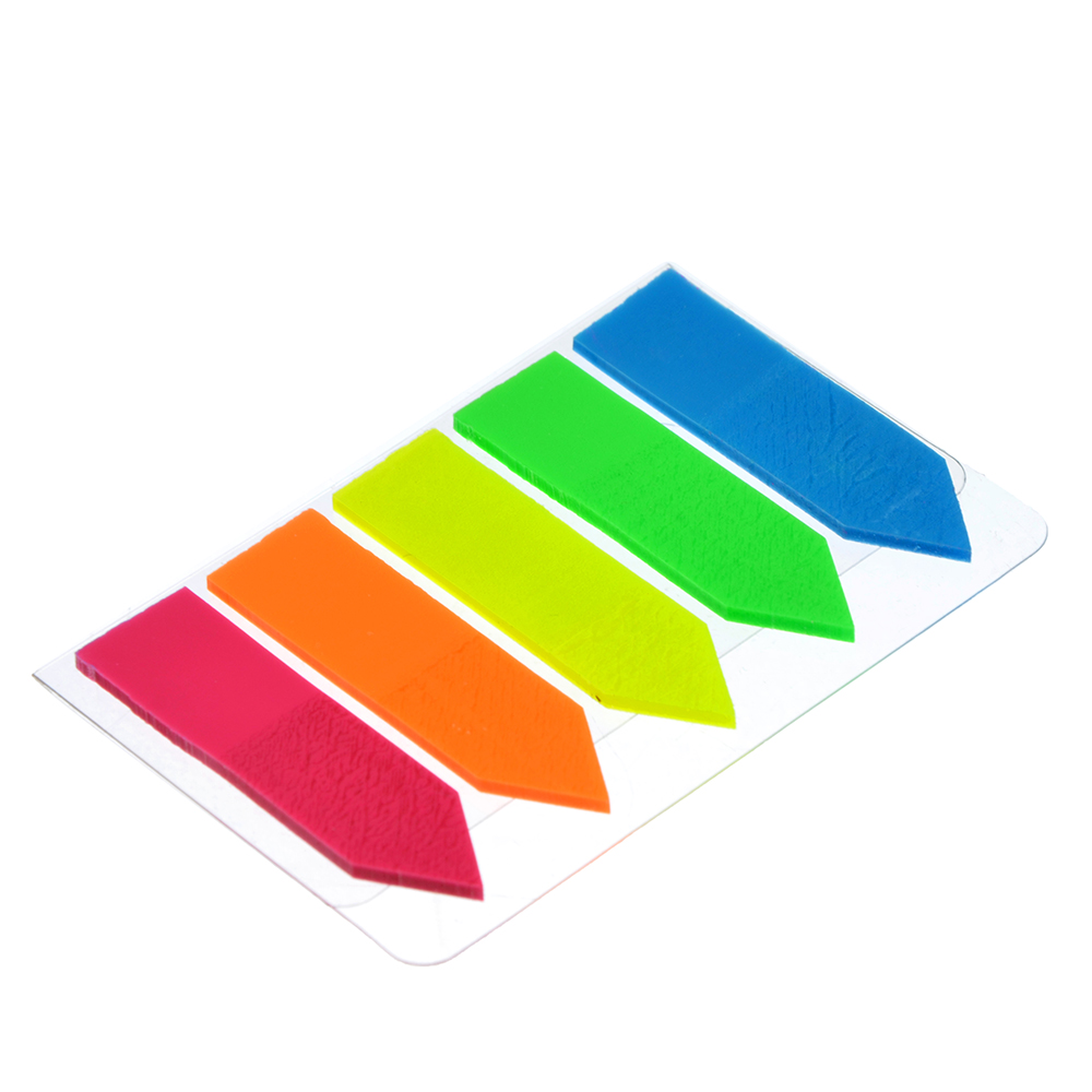 Закладки с клеевым краем пластиковые ClipStudio 45x12мм, 5x25 листов, 5 цветов, в форме стрелки, арт.№ 533-038