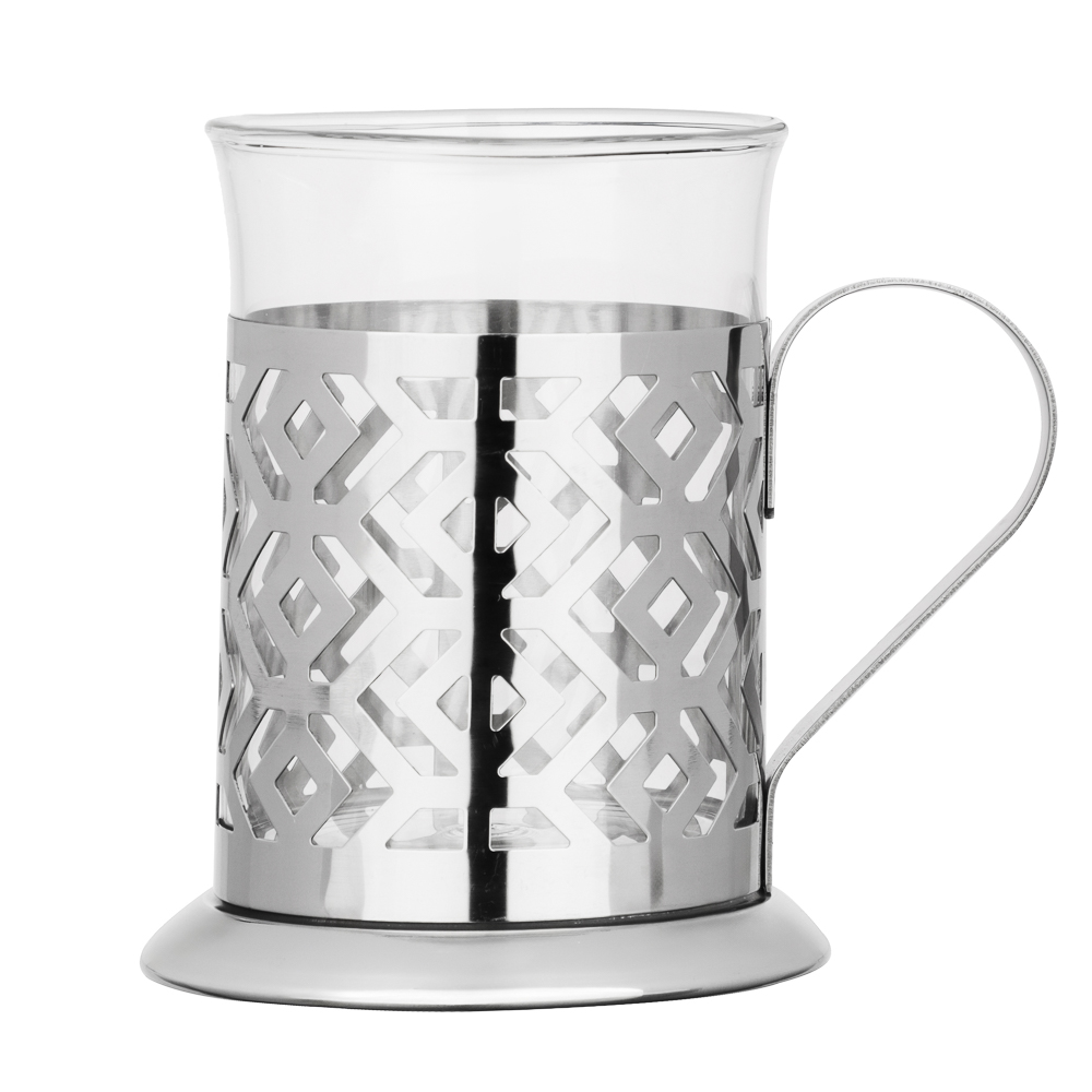 SATOSHI Гельсингфорс Набор стаканов с подстаканниками 2 шт., 200 мл, стекло, нержавеющая сталь, арт.№ 850-241