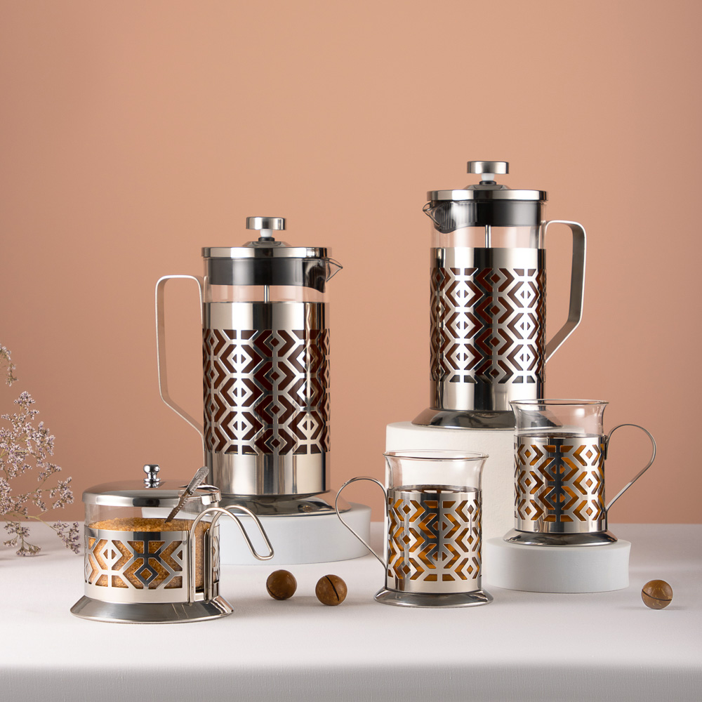 SATOSHI Гельсингфорс Набор стаканов с подстаканниками 2 шт., 200 мл, стекло, нержавеющая сталь, арт.№ 850-241