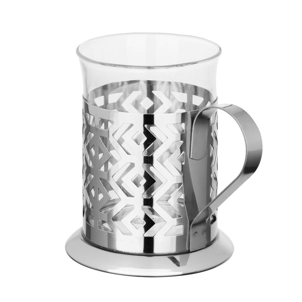 SATOSHI Гельсингфорс Набор стаканов с подстаканниками 2 шт., 200 мл, стекло, нержавеющая сталь, арт.№ 850-241