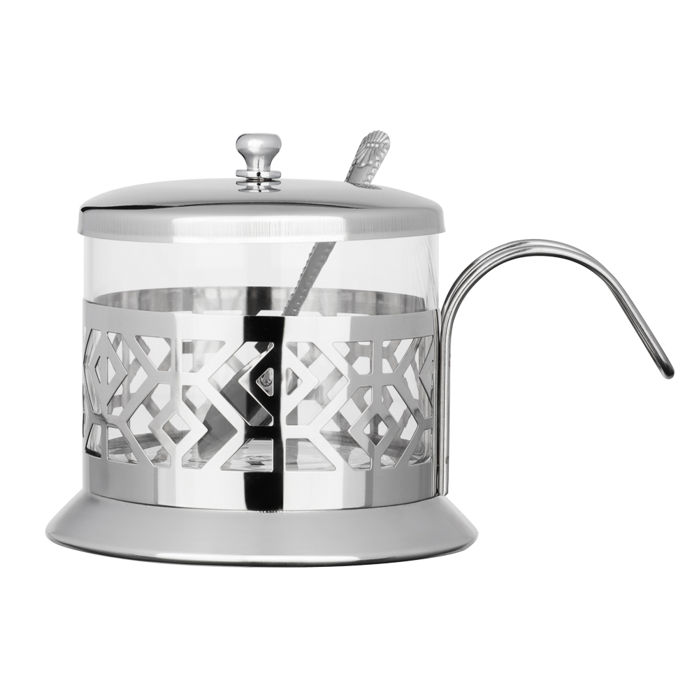 SATOSHI Гельсингфорс Сахарница с ложкой, 200 мл, стекло, нержавеющая сталь, арт.№ 850-242