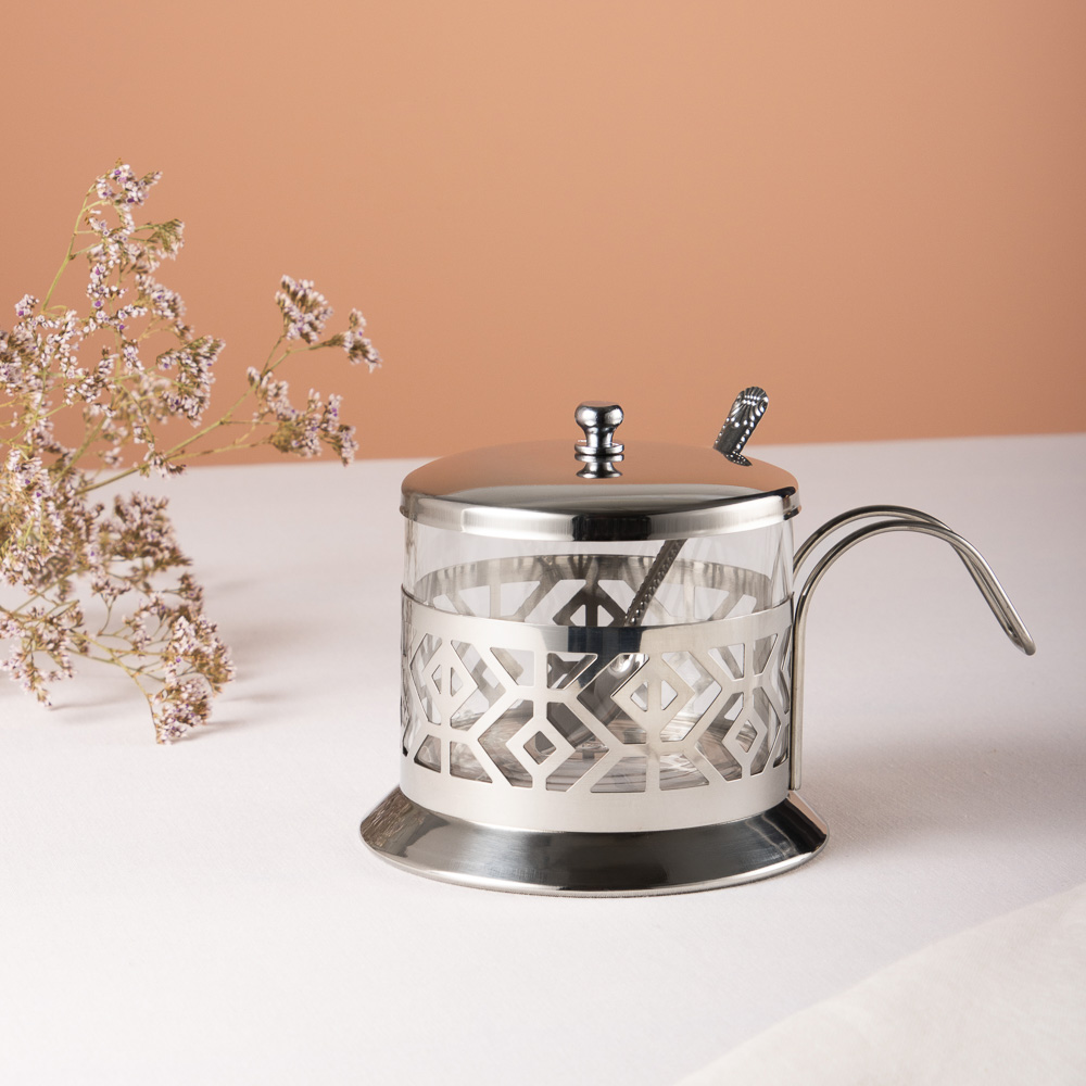 SATOSHI Гельсингфорс Сахарница с ложкой, 200 мл, стекло, нержавеющая сталь, арт.№ 850-242