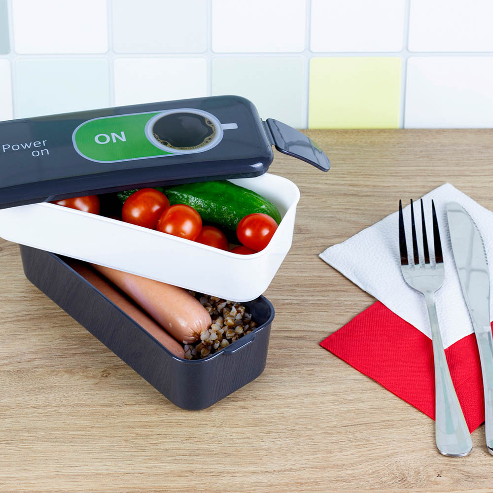 Ланч-бокс 2 секции (0,5л+0,5л), 19х8х9,5см, с декором, пластик, арт.№ 861-373