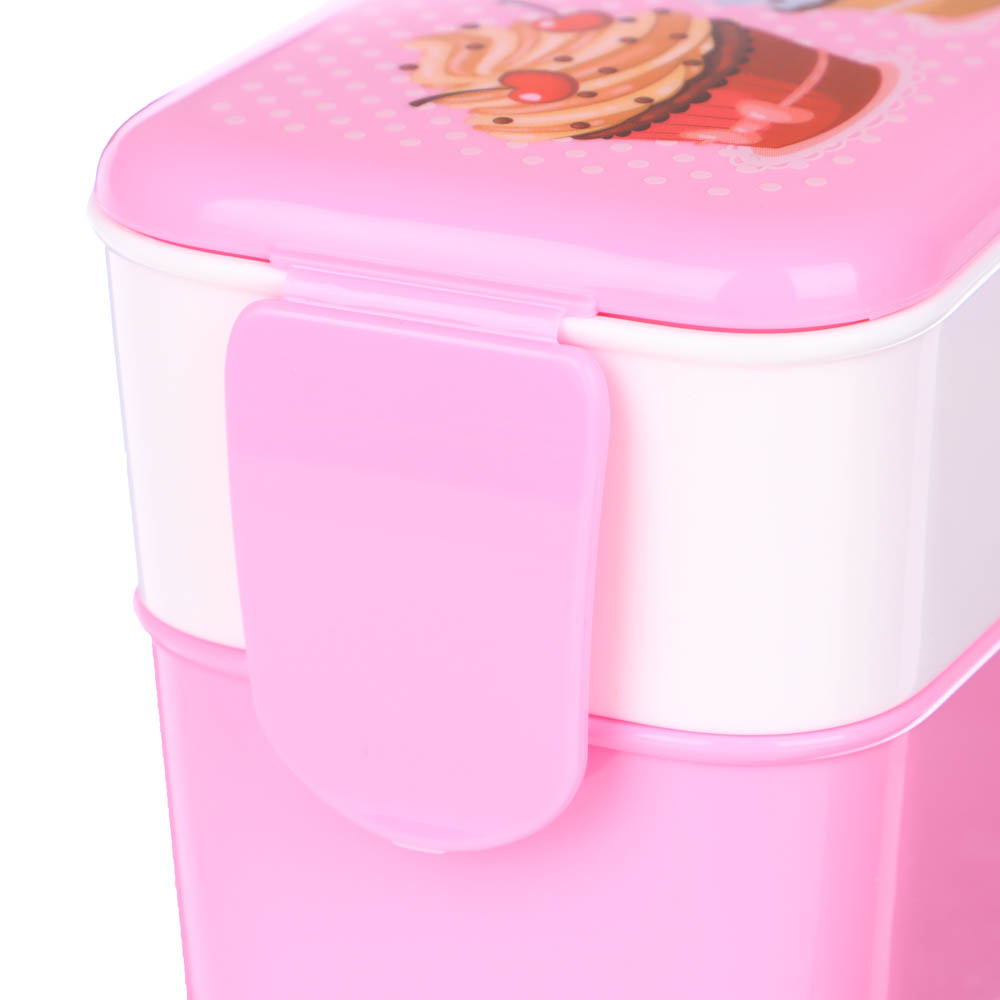 Ланч-бокс 2 секции (0,5л+0,5л), 19х8х9,5см, с декором, пластик, арт.№ 861-373